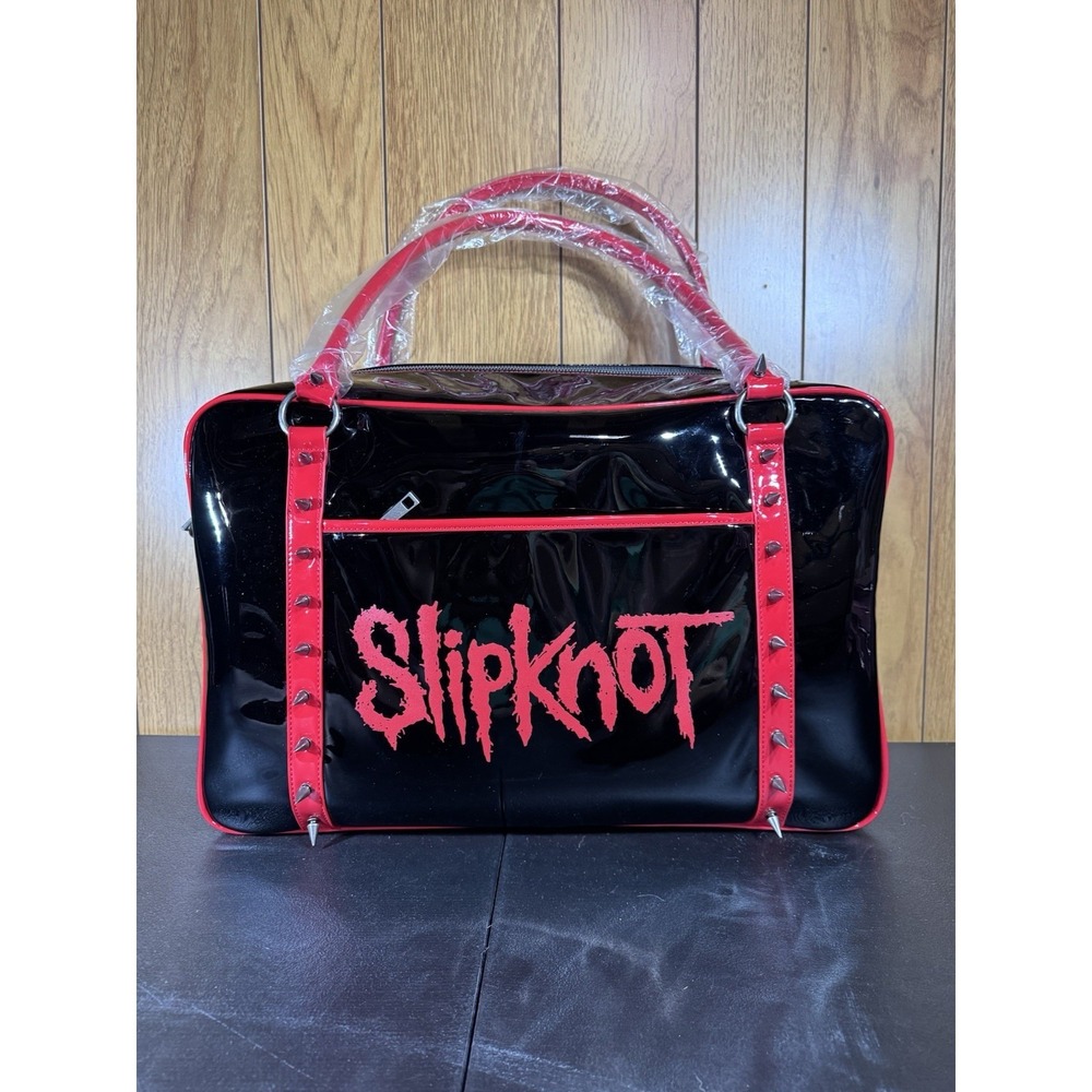 Dolls Kill X Slipknot Red & Black Spiky Oversized Weekender Zip Bag 19"